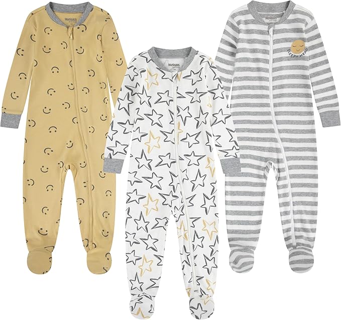 HUGGIES unisex-baby 3-pack Footed Coverall Pajamas by Huggies%C2%AE