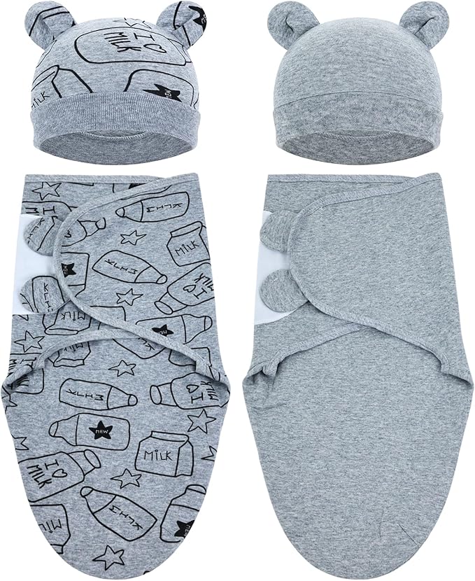Cinaci 2 Pack Adjustable Soft Cotton Blend Newborn Baby Receiving Swaddle by Cinaci
