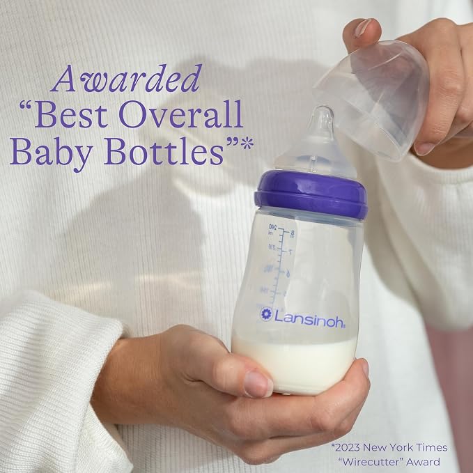 Lansinoh NaturalWave Slow Flow Nipples + 8 oz Anti-Colic Baby Bottles - Image 3