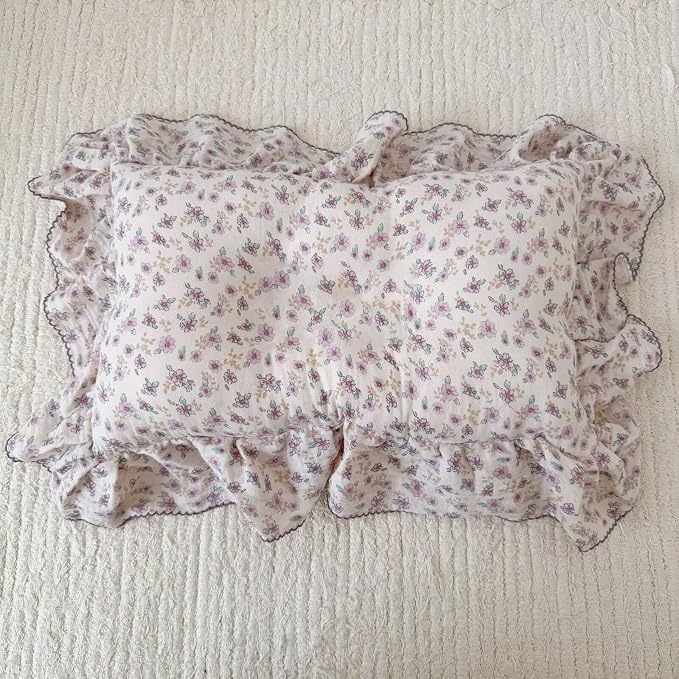 BuLuTu Purple Floral Muslin Cotton Toddler Pillowcases - Image 6