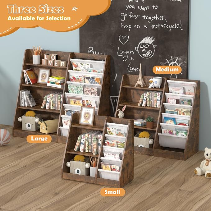 Kids Bookshelf for Bedroom Toddler Child Baby Bookcase 4-Tier for Nursery Book - Image 7