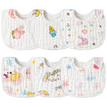 Zainpe 6Pcs Snap Muslin Cotton Baby Bibs Star Cat Rabbit Pattern Adjustable by Zainpe
