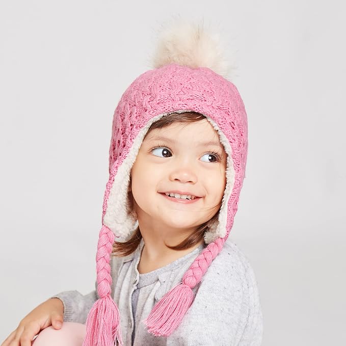 LANGZHEN Toddler Kids Infant Winter Hat, Earflap Knit Warm Cap Fleece Lined - Image 3