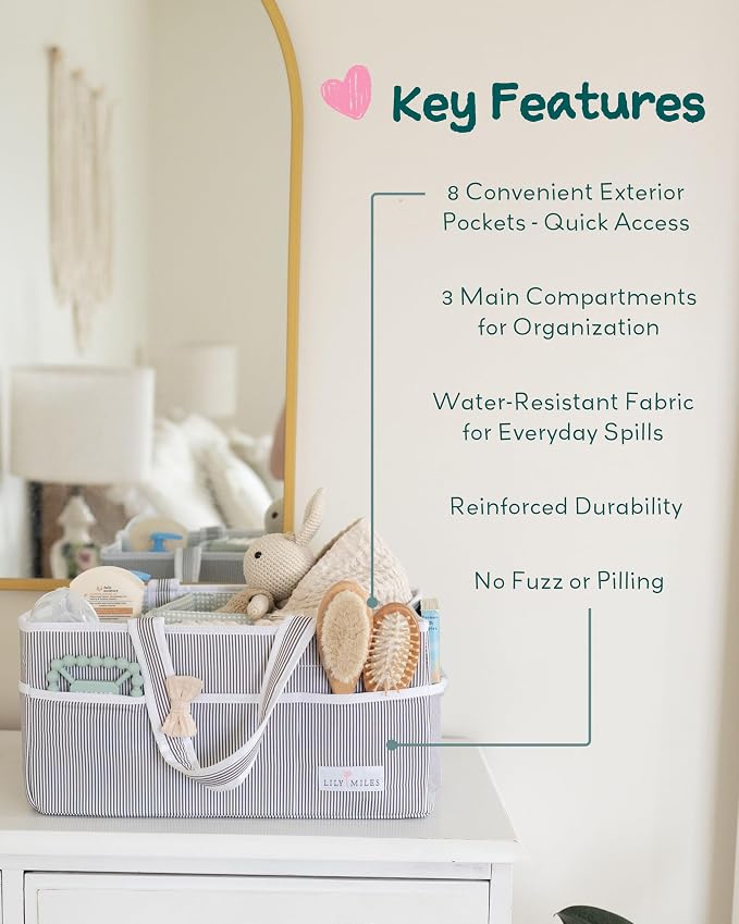 Lily Miles Baby Diaper Caddy Organizer, Baby Shower Basket - Image 5