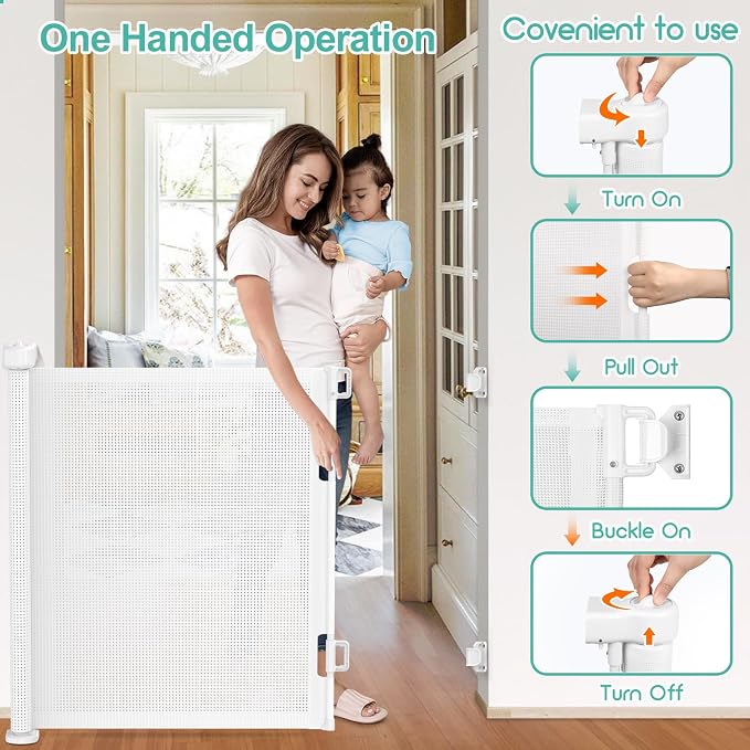 55 inch Retractable Baby Gates, EZIGO Extra Wide Baby Gate - Image 5