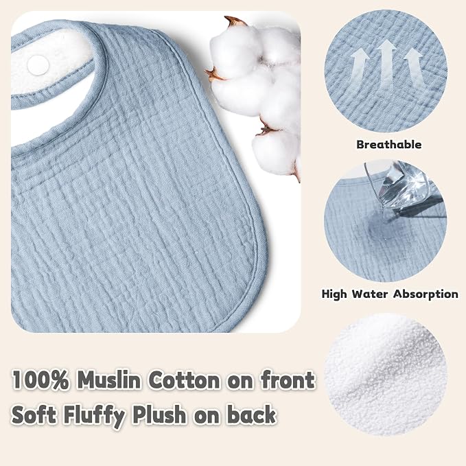 Susurration Muslin Baby Drool Bibs 6Pack Soft Square Adjustable Baby Bandana - Image 4
