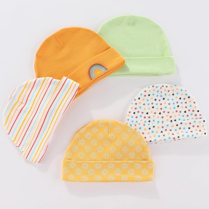 Newborn Baby Boy Girl Caps Mittens Socks Set Cotton Baby Essentials Accessories - Image 2