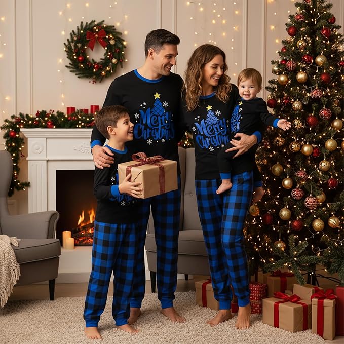Awoscut Christmas Family Matching Pajamas Christmas Pjs Holiday Nightwear - Image 4