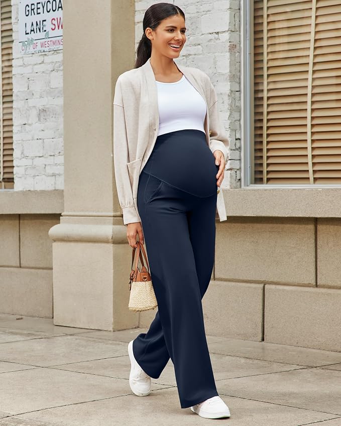 G4Free Maternity Pants Over The Belly Yoga Dress Work Pregnancy Pants Stretchy - Image 6