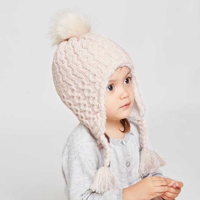 LANGZHEN Toddler Kids Infant Winter Hat, Earflap Knit Warm Cap Fleece Lined - Image 3