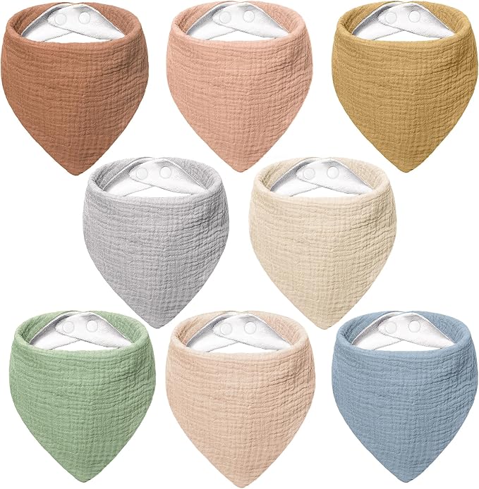 Bearmoss Muslin Baby Bibs 8 Pack Soft Bandana Bibs by Bearmoss