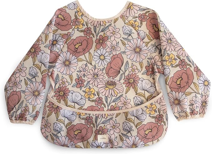mushie Long Sleeve Baby Bib | Water Resistant Adjustable Fit by mushie