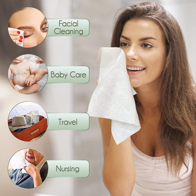 Travel Size Bamboo Viscose Disposable Face Towel Biodegradable Large Dry Face - Image 7