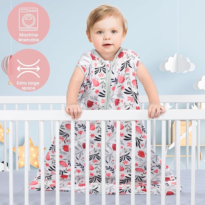 Baby Sleep Sack 0-6 Months 3 Pack Baby Wearable Blanket 100% Rayon Cotton 2-Way - Image 2