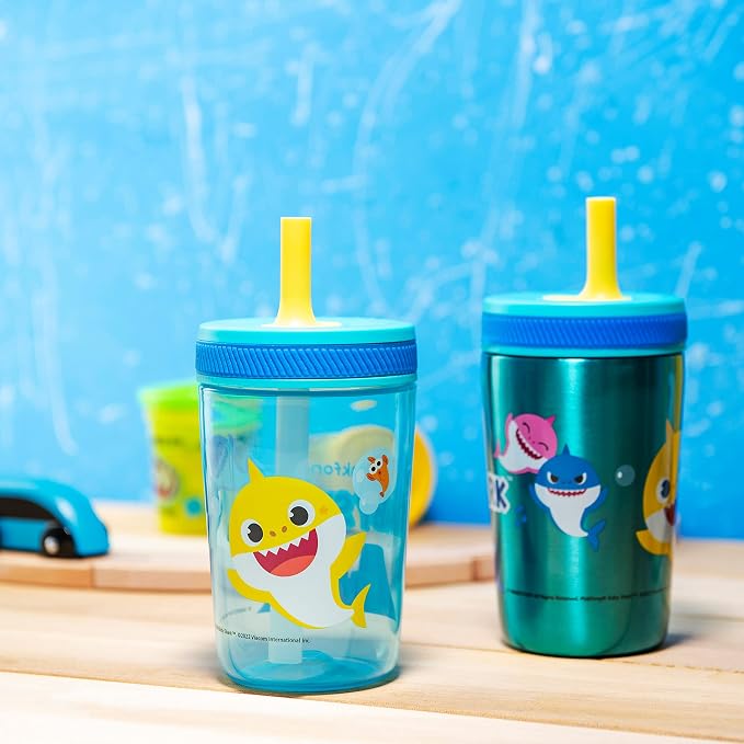 Zak Designs Baby Shark Kelso Tumbler Set, Leak-Proof Screw-On Lid - Image 14