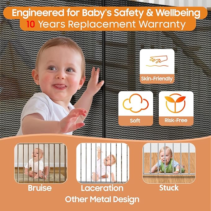 160" Retractable Baby Gates, Prevent from Crawling Underneath, Extra Wide Dog - Image 4