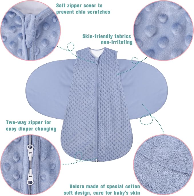 Fleece Newborn Sleep Sack Baby Swaddle, 3-Way Adjustable Wearable Blanket - Image 5