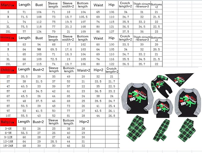 Awoscut Christmas Family Matching Pajamas Christmas Pjs Holiday Nightwear - Image 7