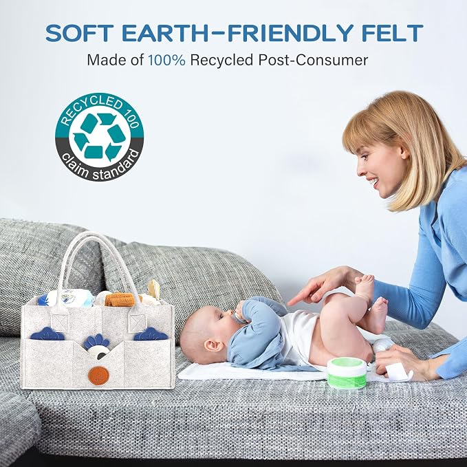 Maliton Baby Diaper Caddy, Nursery Storage Bin & Car Organizer - Image 4