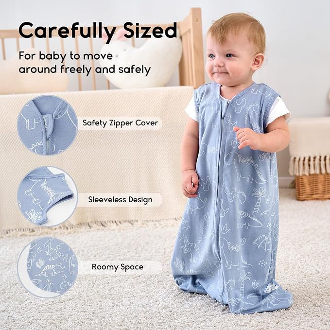 Yoofoss Baby Sleep Sack 6-12 Months 0.5 Tog Wearable Blanket - Image 3