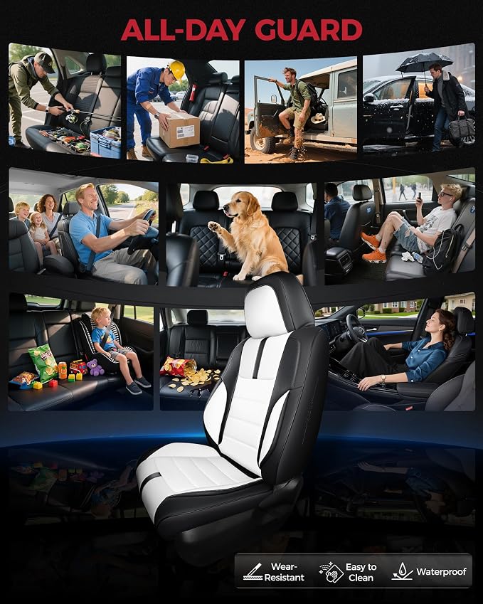 FREESOO Black White Front Car Seat Covers - Image 4