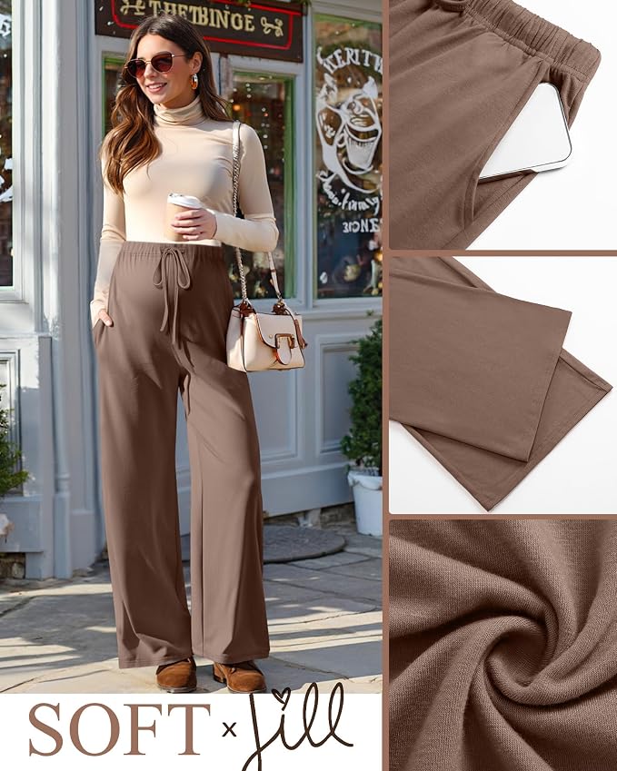3 Pack Maternity Pants for Women Over The Belly Lounge Work Pregnancy Pants - Image 4