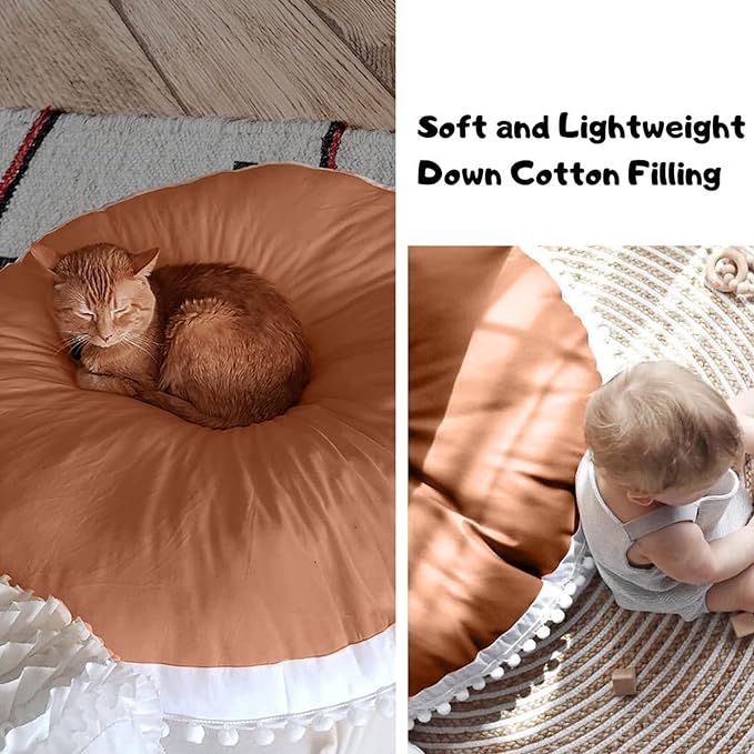 Large Floor Pillow Kids Round Floor Cushion Seating, 35 inches Big Circle Pillow - Image 2