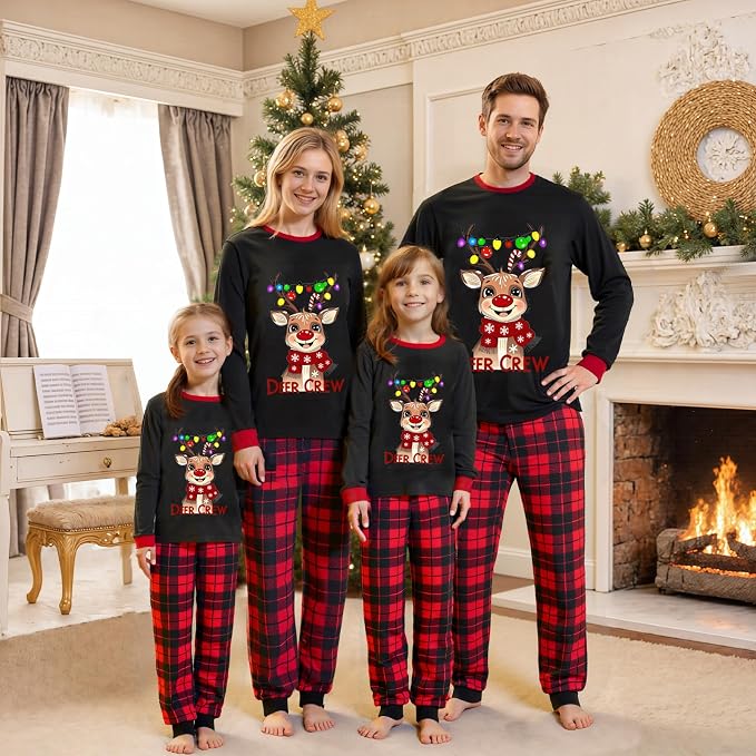 Awoscut Christmas Family Matching Pajamas Christmas Pjs Holiday Nightwear - Image 2