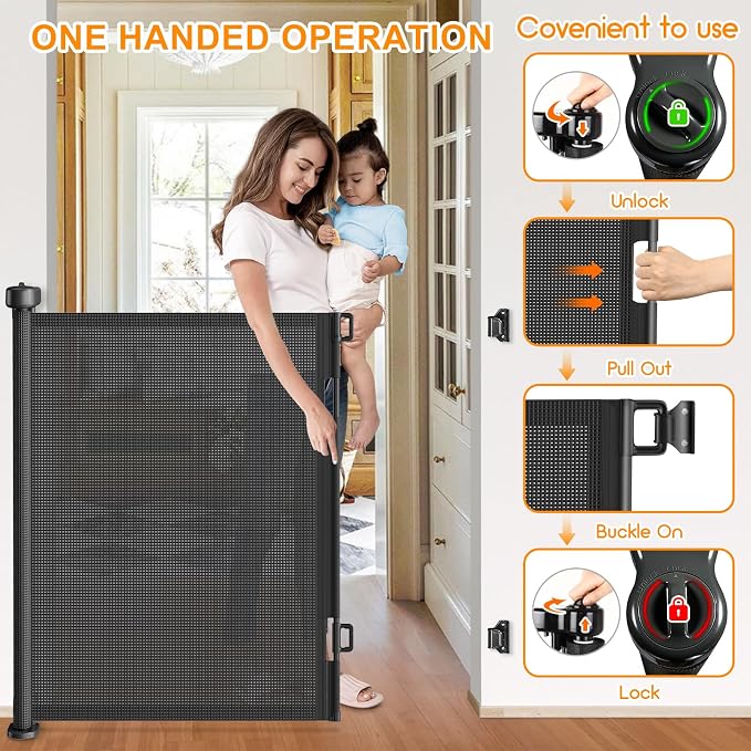 55 Inch Retractable Baby Gates Extra Wide, 41 Inch Reinforced Extra Tall Gate - Image 5