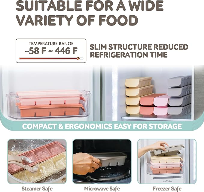 Silicone Freezer Trays with Lid, 2ea 0.7oz 12 Cube-Leak Proof Silicone Freezer - Image 4