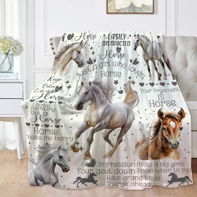 Horse Blanket for Baby Girls Flowers Animals Throw Blanket for Boys, by AUSMART