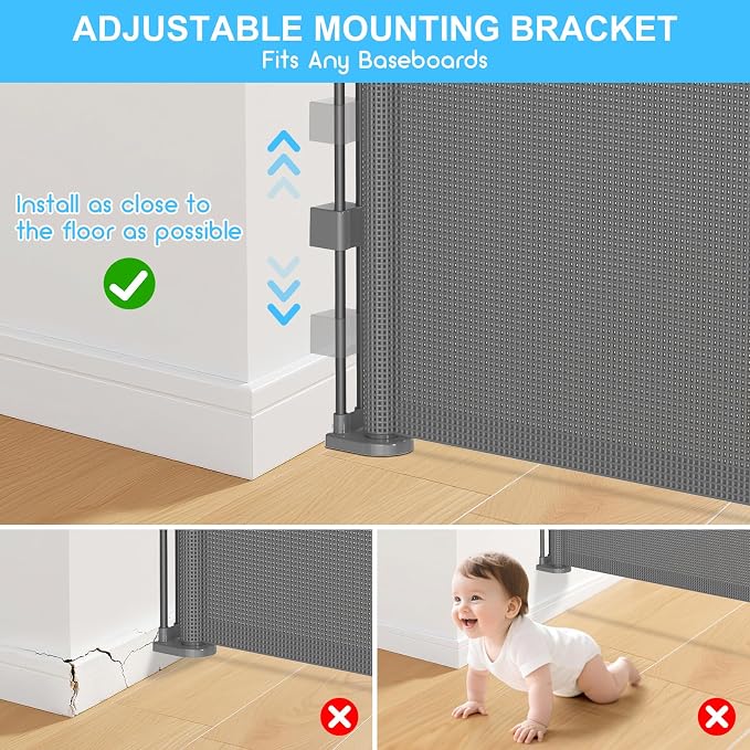 120 Inch Retractable Baby Gates Extra Wide, 41 Inch Reinforced Extra Tall Gate - Image 7