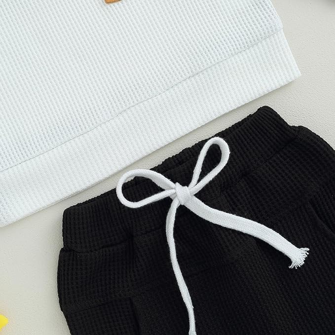 Toddler Baby Boy Fall Clothes Waffle Outfit Long Sleeve Color Blocking - Image 4