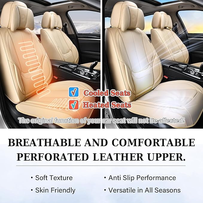 Coverado Universal Seat Covers Front, Waterproof Nappa Leather Car Seat Covers - Image 6