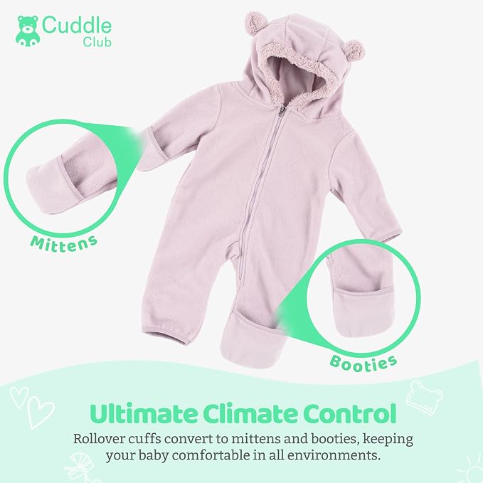 Cuddle Club Fleece Baby Bunting Bodysuit - Image 3