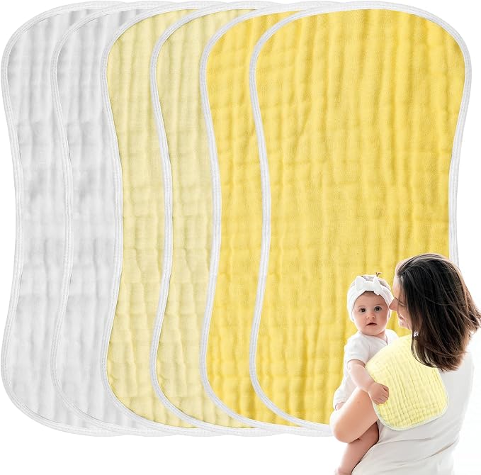 MUKIN Baby Muslin Burp Cloth Set of 6, Ultra Soft Absorbent Thick Cotton - Image 8