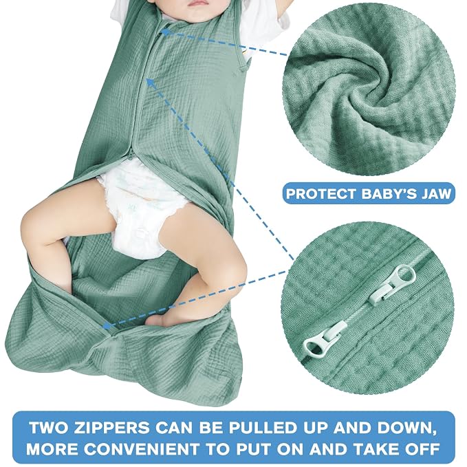 2 Pack Baby Sleep Sack 18-24 Months 100% Organic Cotton Muslin Baby Sleeping - Image 5