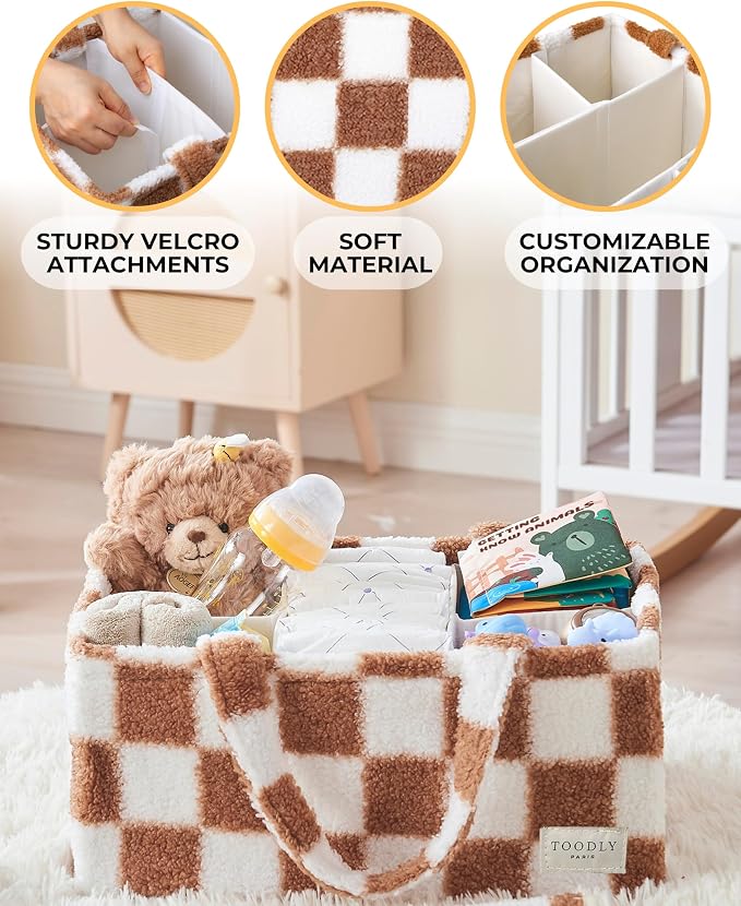 Checkered Diaper Caddy Organizer - Image 4
