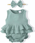 Renotemy Newborn Infant Baby Girl Clothes Rompers Summer Jumpsuits Short Sleeve by Renotemy
