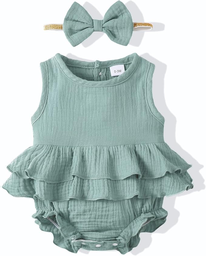 Renotemy Newborn Infant Baby Girl Clothes Rompers Summer Jumpsuits Short Sleeve by Renotemy