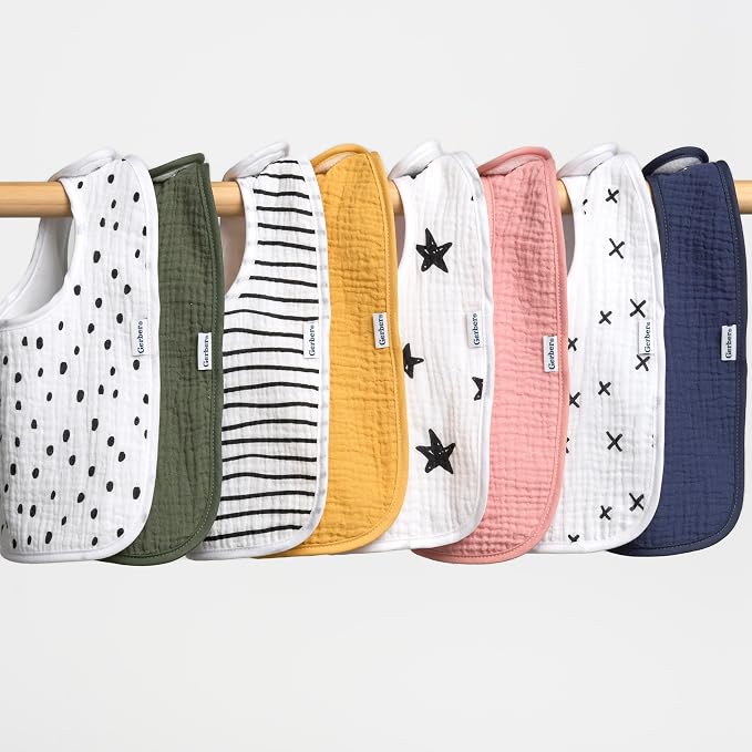 Gerber Unisex Baby Muslin 8 Pack Drooling Bibs - Image 5