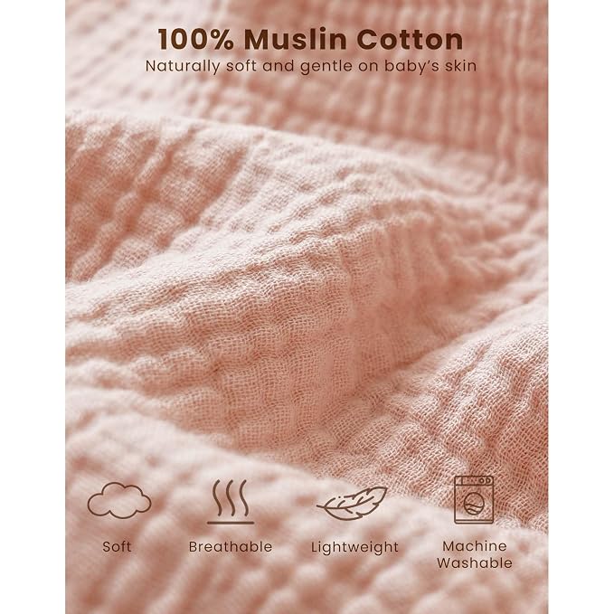 Konssy Muslin Baby Sleep Sack 0-6 Months 0.8 TOG, 2 Pack 100% Cotton Wearable - Image 2