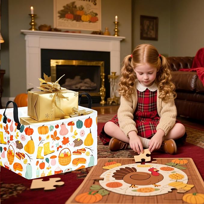 Rectangle Autumn Harvest Gift Storage Home Shelf Storage Basket Organizer Box - Image 3