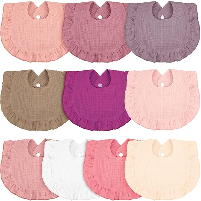Seematn 10 Pcs Baby Muslin Bibs Drool Bibs Bandana Ruffle Soft Cotton by Seematn