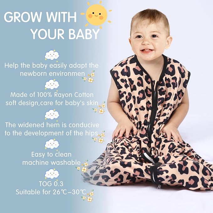 3 Pack Baby Sleep Sack 100% Rayon Cotton Baby Sleeping Bag 2-Way Zipper Toddler - Image 5