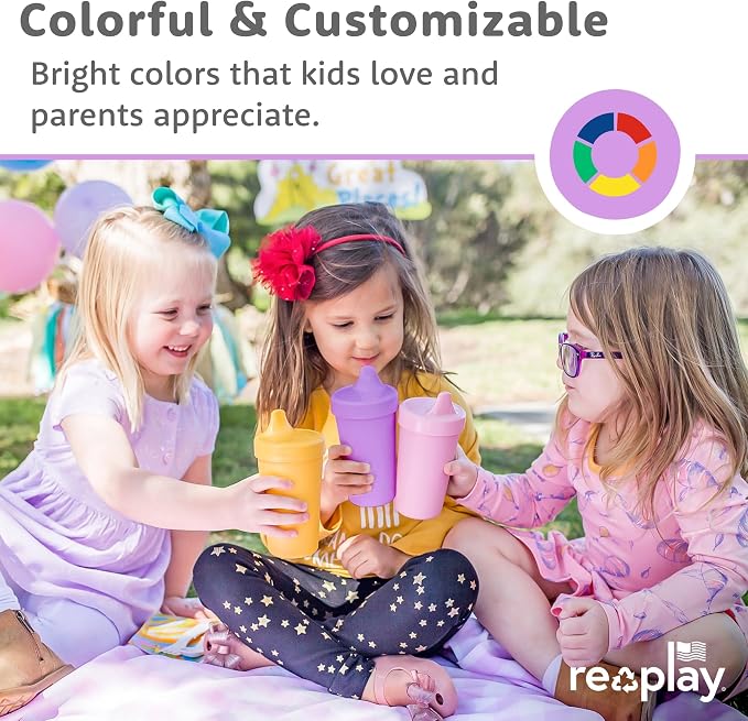 Re-Play Sippy Cups for Toddlers - 10 Oz. Reusable Spill Proof Cups for Kids - Image 2
