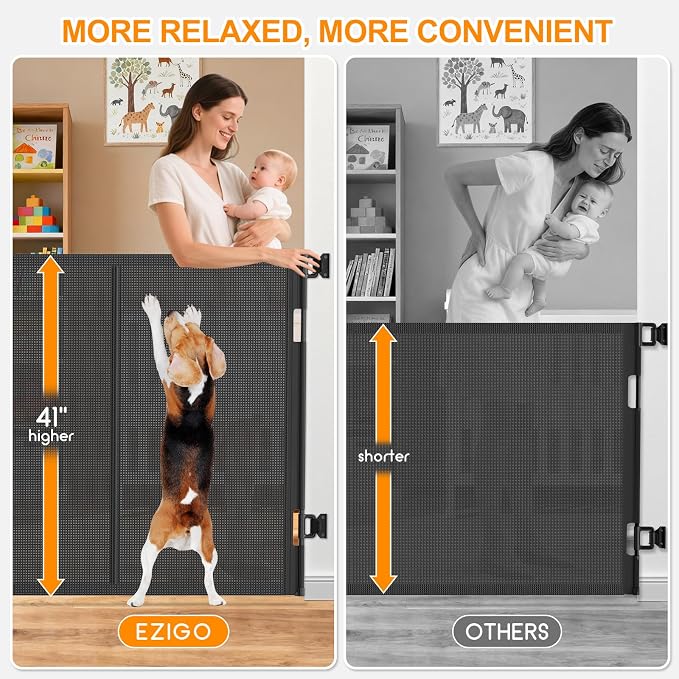 120 Inch Retractable Baby Gates Extra Wide, 41 Inch Reinforced Extra Tall Gate - Image 3