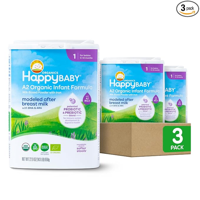 Happy Baby Organics Stage 1 A2 Infant Formula, 0 12 Months, Milk Based Organic by HappyBaby