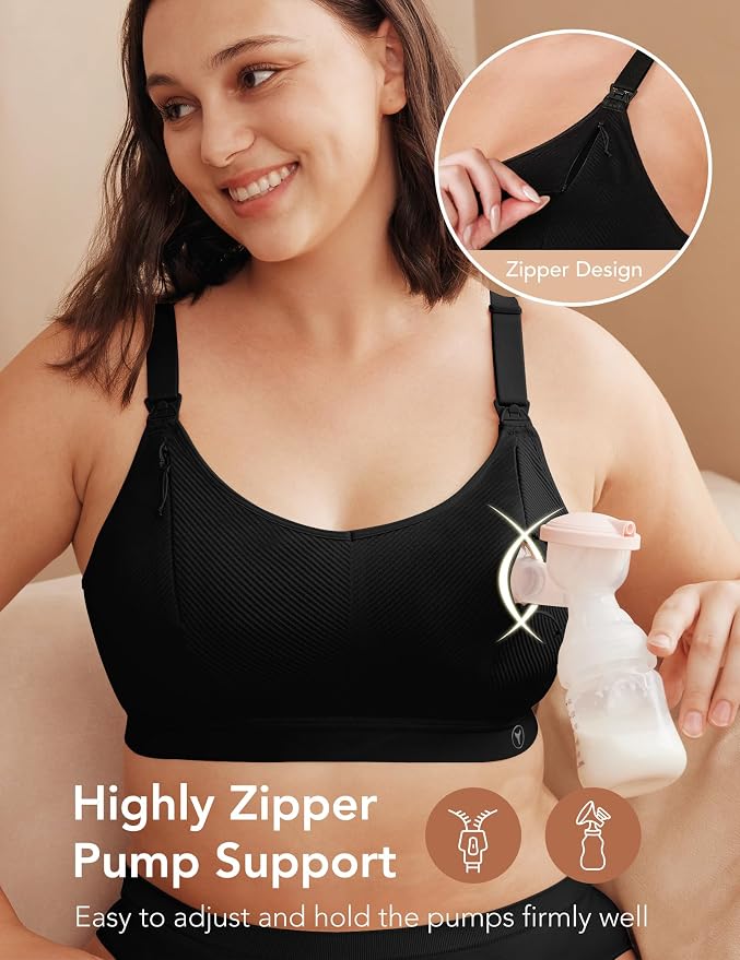 Pumping Bra Hands Free Zip Opening Design Seamless Nursing Bras - Image 2