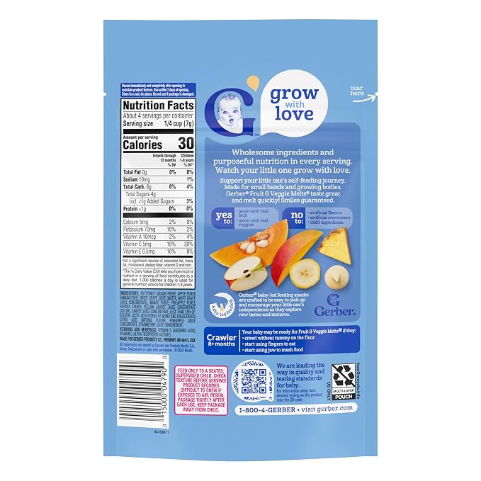 Gerber Stage 3 Baby Snacks, Truly Tropical Blend, Fruit & Veggie Melts - Image 3